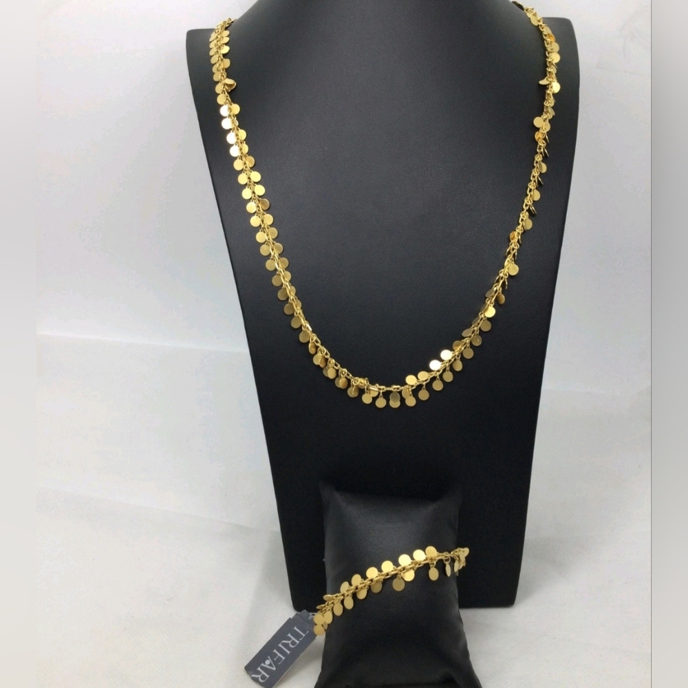 Trifari Goldtone Disc Charm Necklace & Bracelet